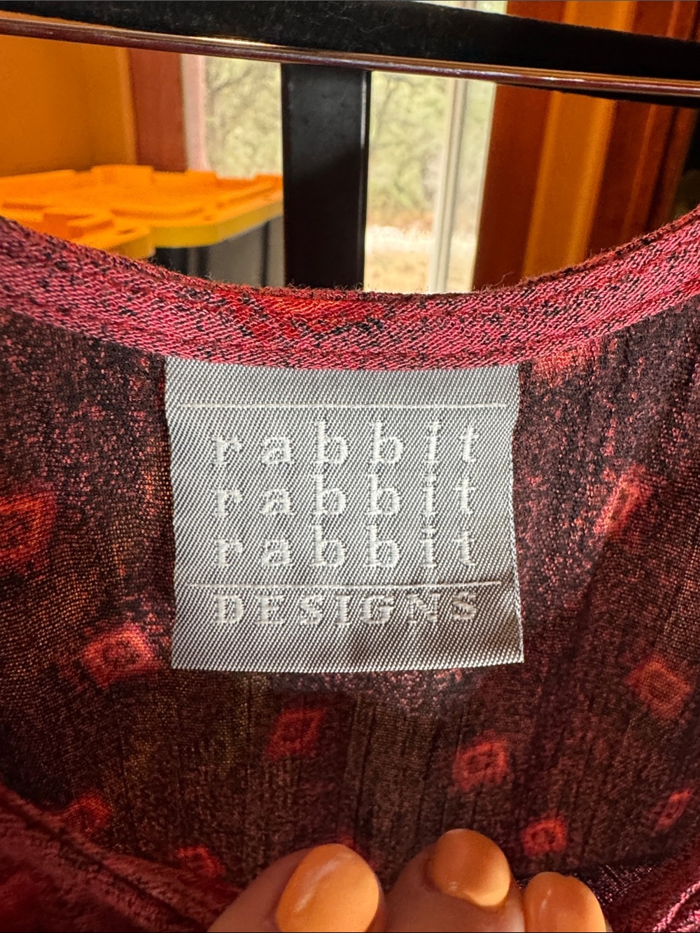 Vintage Rabbit Rabbit Rabbit Maxi Dress 4 Petite Pink Red Print 90s Rayon A-Line - Picture 3 of 8